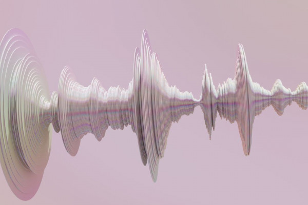 Digitale Audiowellen vor rosa Hintergrund