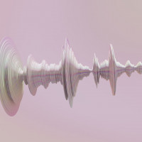 Digitale Audiowellen vor rosa Hintergrund
